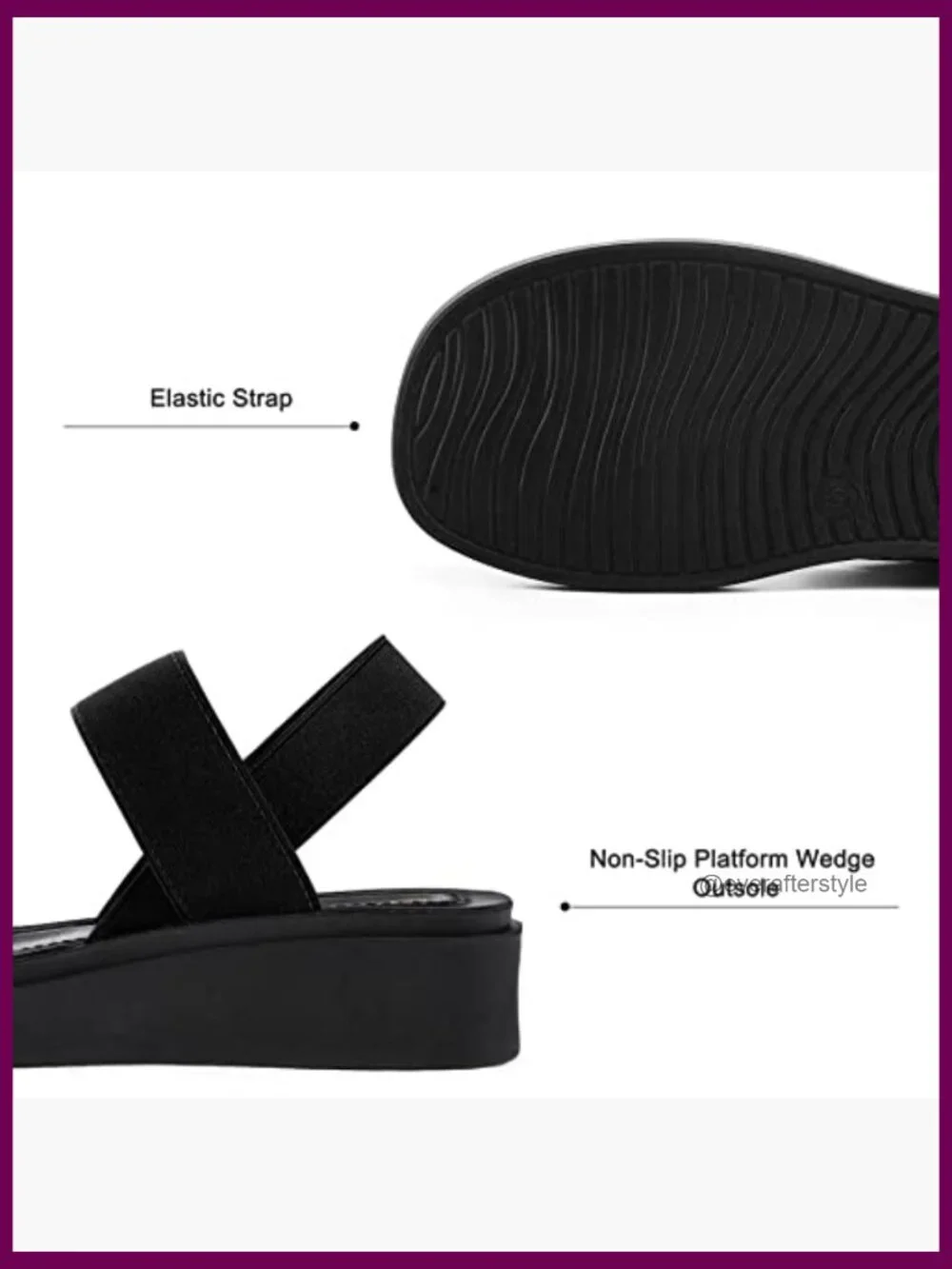 Women's Platform Wedges Sandals Slingback Low Wedges Walking Sandals